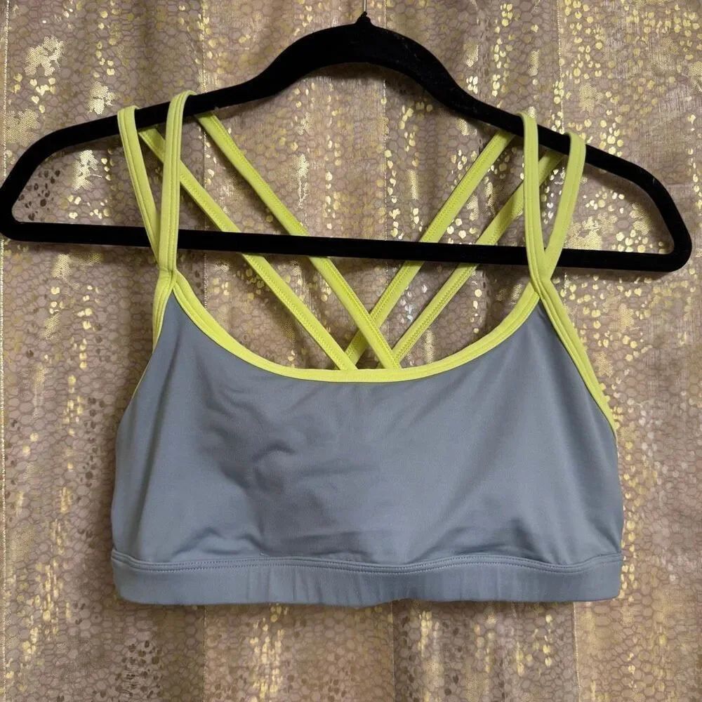 PINK Victorias Secret Yoga Crossback Strappy Sports Bra Large Yellow Gray